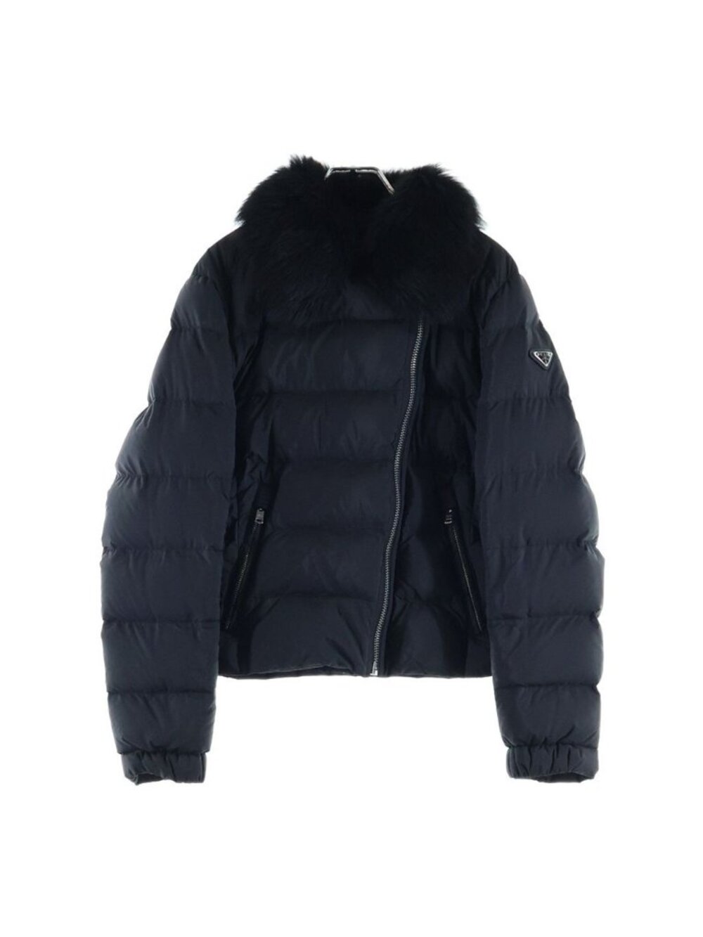 Prada Fur Rider's Jacket Short Down Black Re-Nylon